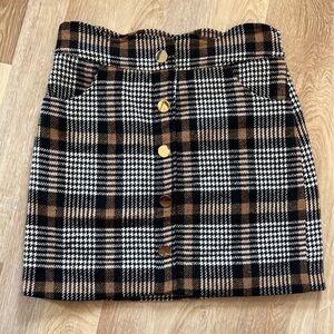 Wool Plaid mini skirt M